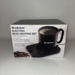 NEW in Box Brookstone Electric Mug Warmer and Mug Set Keeps Coffee Tea  Hot